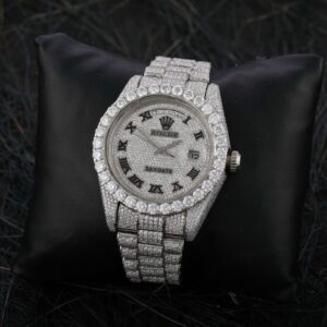 1B6A7979 Rolex Day-Date President Band Full Iced Out Wrist Watch, VVS Moissanite Diamond Men Watch, Stainless Steel Self Winding Wrist Watch For Him
