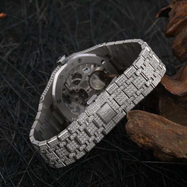 Audemars Piguet Eta Full Iced Out Moissanite Diamond Men Watch, Stainless Steel White Gold Men Watch