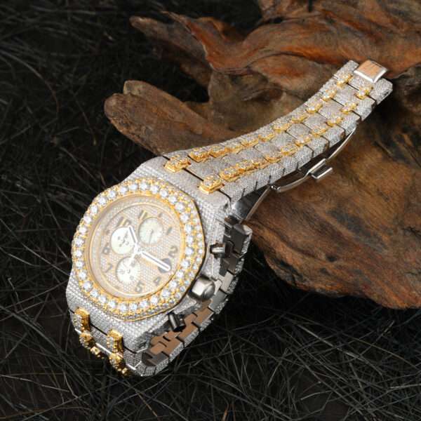 Audemars Piguet Full Iced Out Moissanite Diamond Men Watch, Stainless Steel All Chronology Working 2 Tone Gold Plated 42 mm  Men Watch