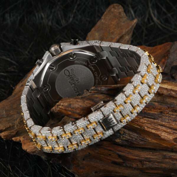 Audemars Piguet Full Iced Out Moissanite Diamond Men Watch, Stainless Steel All Chronology Working 2 Tone Gold Plated 42 mm  Men Watch