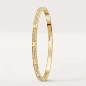 Round Moissanite Diamond Cartier LOVE Bracelet, Sterling Silver 14K Plated Gold Diamond Bracelet For Birthday Gift, Unisex Iced Out Moissanite Diamond Bracelet