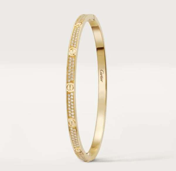 IMG_20221020_140306 Round Moissanite Diamond Cartier LOVE Bracelet, Sterling Silver 14K Plated Gold Diamond Bracelet For Birthday Gift, Unisex Iced Out Moissanite Diamond Bracelet