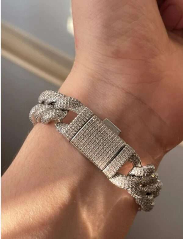 14mm Moissanite Diamond Cuban Link Bracelet, High Quality Cuban Link Chain Bracelet, Moissanite Diamond Bracelet, Stacking Bracelets, Pave Cuban Chain Bracelet