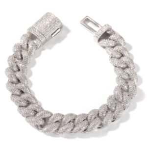 14mm Moissanite Diamond Cuban Link Bracelet, High Quality Cuban Link Chain Bracelet, Moissanite Diamond Bracelet, Stacking Bracelets, Pave Cuban Chain Bracelet