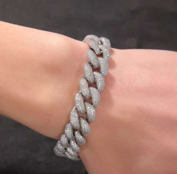 14mm Moissanite Diamond Cuban Link Bracelet, High Quality Cuban Link Chain Bracelet, Moissanite Diamond Bracelet, Stacking Bracelets, Pave Cuban Chain Bracelet