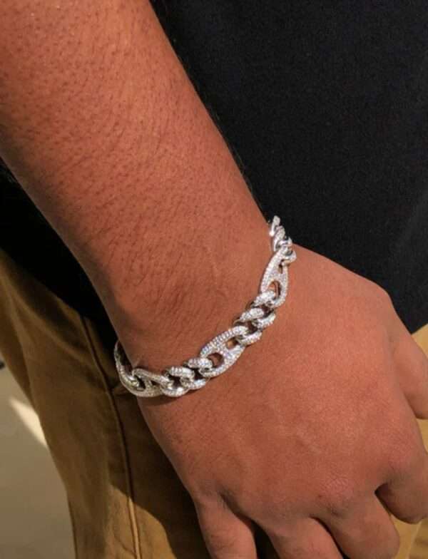 IMG_20221020_141354 12mm Moissanite Diamond Cuban Link Bracelet, High Quality Cuban Link Chain Bracelet, Moissanite Diamond Bracelet, Stacking Bracelets, Pave Cuban Chain Bracelet