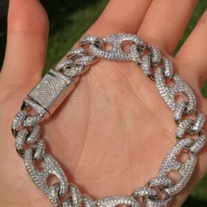 12mm Moissanite Diamond Cuban Link Bracelet, High Quality Cuban Link Chain Bracelet, Moissanite Diamond Bracelet, Stacking Bracelets, Pave Cuban Chain Bracelet