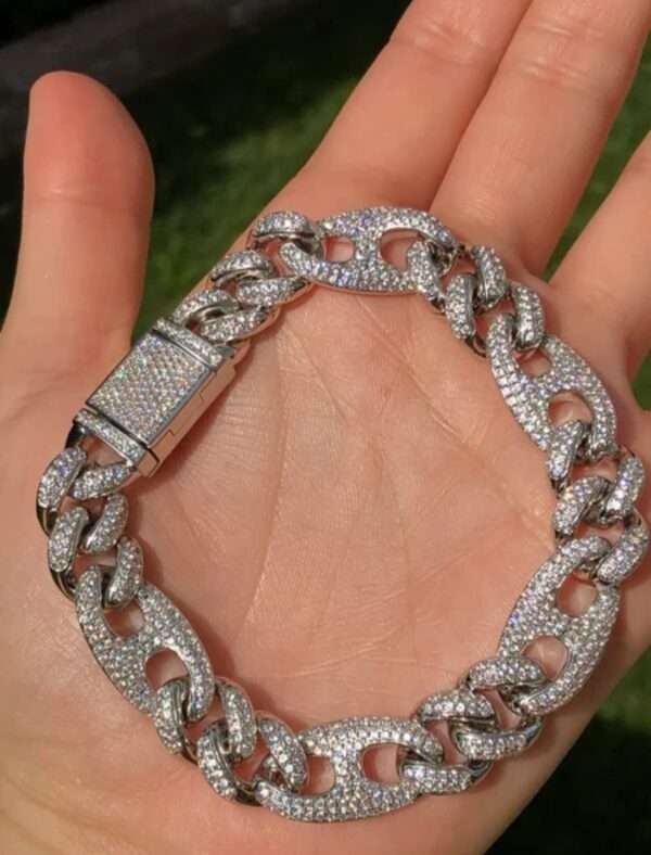 IMG_20221020_141405 12mm Moissanite Diamond Cuban Link Bracelet, High Quality Cuban Link Chain Bracelet, Moissanite Diamond Bracelet, Stacking Bracelets, Pave Cuban Chain Bracelet