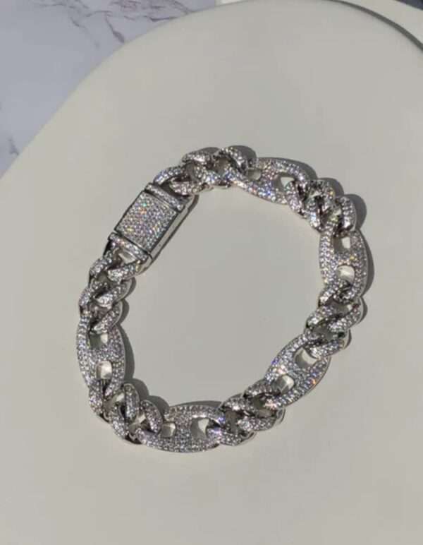 IMG_20221020_141419 12mm Moissanite Diamond Cuban Link Bracelet, High Quality Cuban Link Chain Bracelet, Moissanite Diamond Bracelet, Stacking Bracelets, Pave Cuban Chain Bracelet