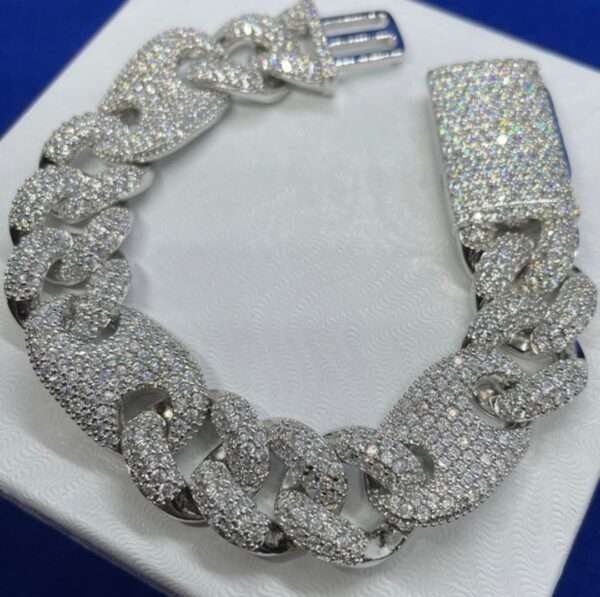 IMG_20221020_141825 16mm Men's Figaro Miami Cuban Link Chain Round Moissanite Diamond Bracelet,14k White & Yellow Gold 5X Layered Two tone Bling Bracelet, Moissanite Diamond Bracelet, Iced Out Moissanite Diamond Bracelet