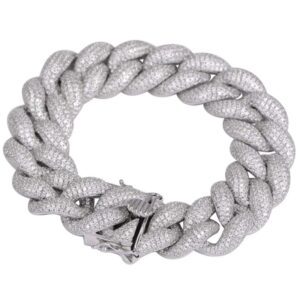 18mm Moissanite Diamond Cuban Link Bracelet, High Quality Cuban Link Chain Bracelet, Moissanite Diamond Bracelet, Stacking Bracelets, Pave Cuban Chain Bracelet