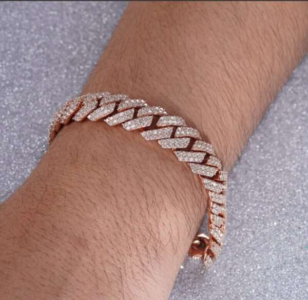 12mm Moissanite Diamond Cuban Link Bracelet, High Quality Cuban Link Chain Bracelet, Moissanite Diamond Bracelet, Stacking Bracelets, Pave Cuban Chain Bracelet