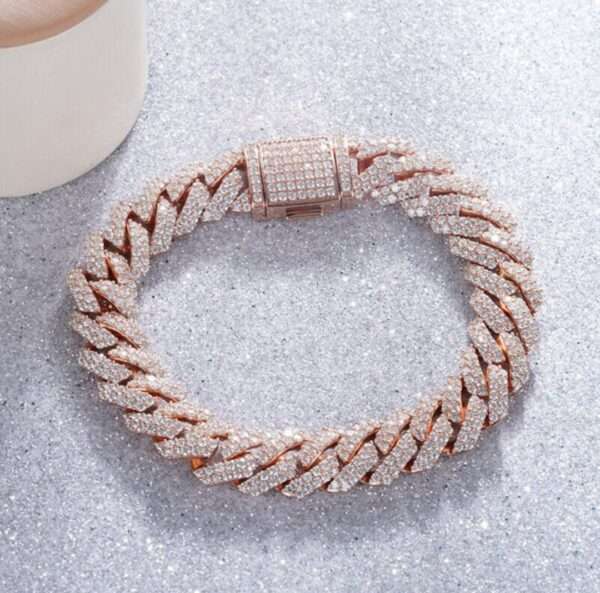 12mm Moissanite Diamond Cuban Link Bracelet, High Quality Cuban Link Chain Bracelet, Moissanite Diamond Bracelet, Stacking Bracelets, Pave Cuban Chain Bracelet