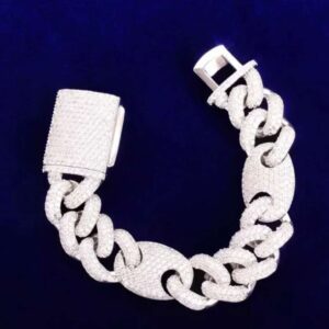 18mm Moissanite Diamond Mariner Cuban Link Bracelet, High Quality Cuban Link Chain Bracelet, Moissanite Diamond Bracelet, Stacking Bracelets, Pave Cuban Chain Bracelet