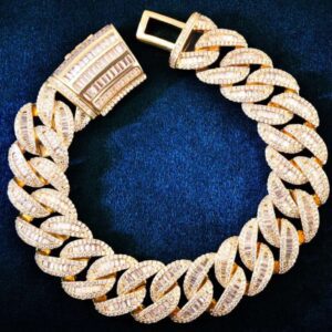 Baguette & Round Moissanite Diamond Clustered Miami Cuban Link Bracelet, High Quality Cuban Link Chain Bracelet, Moissanite Diamond Bracelet, Stacking Bracelets, Pave Cuban Chain Bracelet