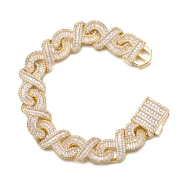 16mm Baguette & Round Moissanite Diamond Clustered Miami Cuban Link Bracelet, High Quality Cuban Link Chain Bracelet, Moissanite Diamond Bracelet, Stacking Bracelets, Pave Cuban Chain Bracelet
