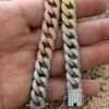 12mm Round Moissanite Diamond Tri Color Gold Plated Miami Cuban Link Bracelet, High Quality Cuban Link Chain Bracelet, Moissanite Diamond Bracelet, Stacking Bracelets, Pave Cuban Chain Bracelet
