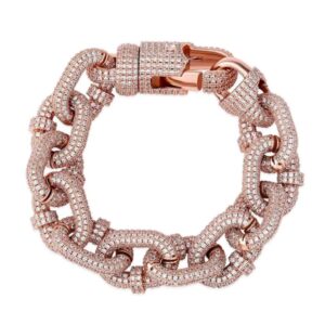 Iced out 17mm clustered Miami Cuban link BRACELET, Hip Hop Jewelry, Moissanite Diamond Bracelet