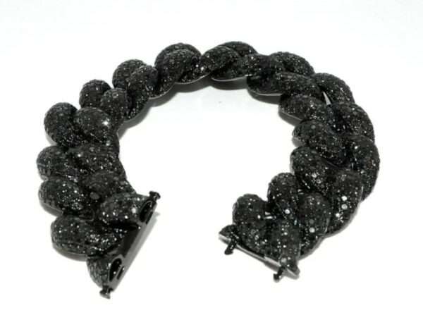 14mm Black Round Moissanite Diamond Black Gold Plated Miami Cuban Link Bracelet, High Quality Cuban Link Chain Bracelet, Moissanite Diamond Bracelet, Stacking Bracelets, Pave Cuban Chain Bracelet