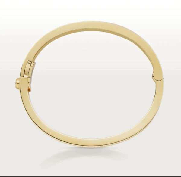 Round Moissanite Diamond Cartier Love Bracelet, Sterling Silver 14K Plated Gold Diamond Bracelet For Birthday Gift, Unisex Iced Out Moissanite Diamond Bracelet