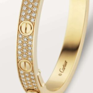 Round Moissanite Diamond Cartier Love Bracelet, Sterling Silver 14K Plated Gold Diamond Bracelet For Birthday Gift, Unisex Iced Out Moissanite Diamond Bracelet