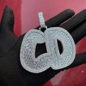 NEW CUSTOM | Luxury Personalized Big Baguette Name Letter Iced Out Diamond Custom | Hip Hop Jewelry, Customized Name Necklace | Custom Gift