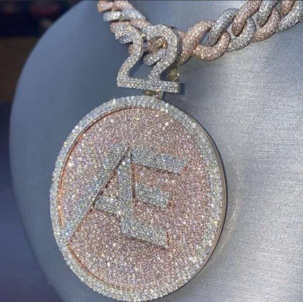 Custom Number Letter Pendant Hip Hop Pendant, Iced Out Moissanite Diamond , Hip Hop Jewelry, Men Jewelry, Gift for Men 14K Rose Gold Over