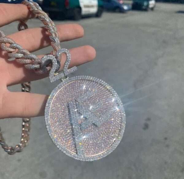 Custom Number Letter Pendant Hip Hop Pendant, Iced Out Moissanite Diamond , Hip Hop Jewelry, Men Jewelry, Gift for Men 14K Rose Gold Over