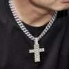 Iced Link Cross Pendant in 925 Sterling Silver For Men Tennis pendant iced out pendant hip hop pendant Silver Pendant