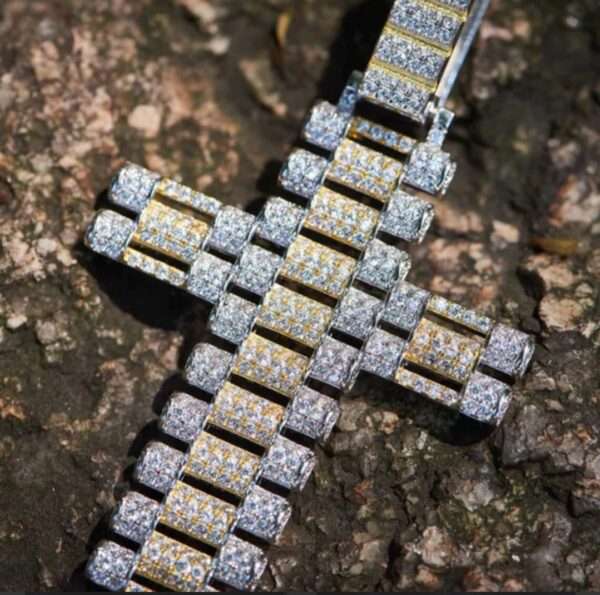 Iced Link Cross Pendant in 925 Sterling Silver For Men Tennis pendant iced out pendant hip hop pendant Silver Pendant