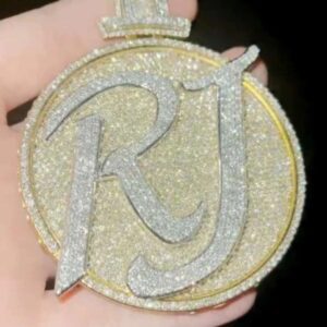 14k gold over Custom Name Latter Pendant Hip Hop Diamond Custom Pendant Iced out Latter Pendant Diamond Name Latter Pendant gift for him