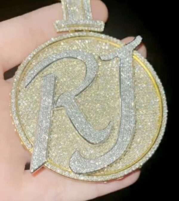14k gold over Custom Name Latter Pendant Hip Hop Diamond Custom Pendant Iced out Latter Pendant Diamond Name Latter Pendant gift for him
