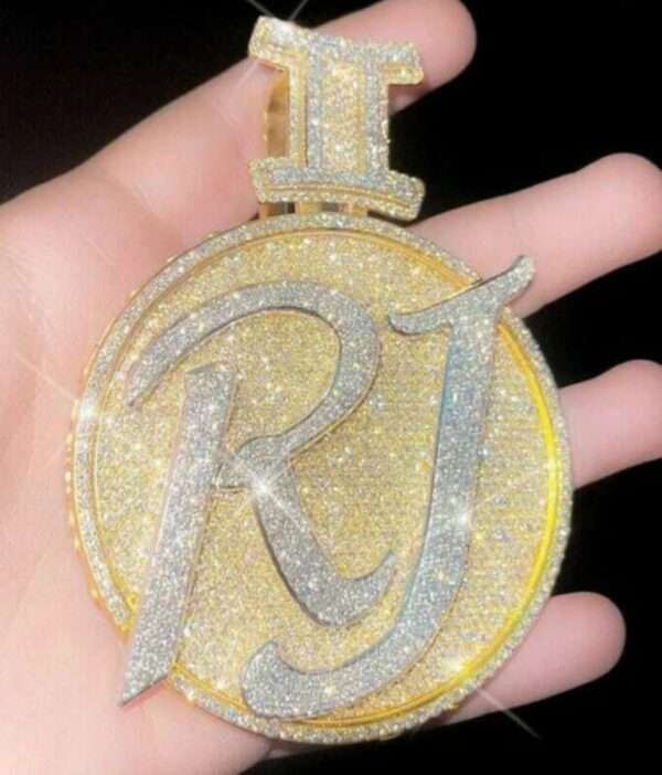 14k gold over Custom Name Latter Pendant Hip Hop Diamond Custom Pendant Iced out Latter Pendant Diamond Name Latter Pendant gift for him