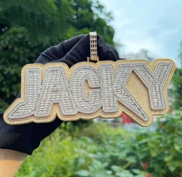 IMG_20221020_153836 Two Tone Layers Baguette & Round Moissanite Diamond Customized Name Necklace For Men, Real Rapper Pendant, Hustler's Pendant, Iced Out Pendant, Custom Name Plate, Big Custom