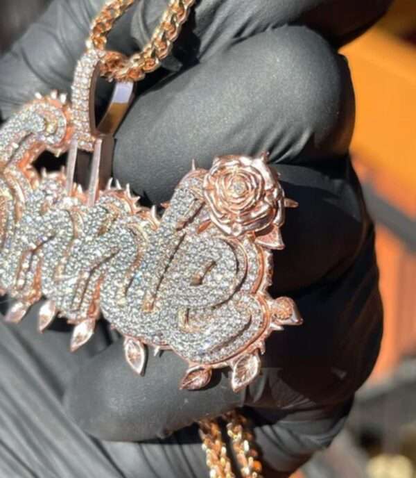 Name Pendant, Custom Logo Hip Hop Letter Pendant, Moissanite Diamond 925 Silver Pendant, Personalize Hip Hop Jewelry, 14K Rose Gold Over