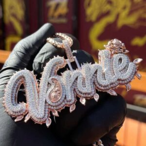 Name Pendant, Custom Logo Hip Hop Letter Pendant, Moissanite Diamond 925 Silver Pendant, Personalize Hip Hop Jewelry, 14K Rose Gold Over