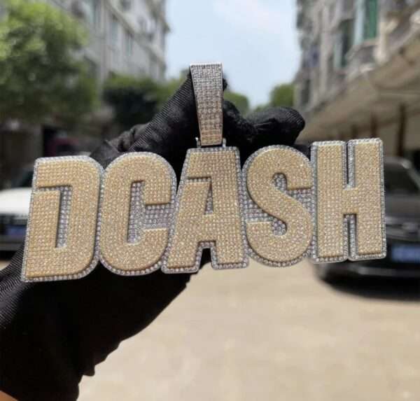 Round Moissanite Diamond Customized Name Plates Necklace, Iced Out Personalized Pendant, Custom Name Necklace, Hip Hop Moissanite Diamond Jewelry , Men's Diamond Jewelry, Gift For Him