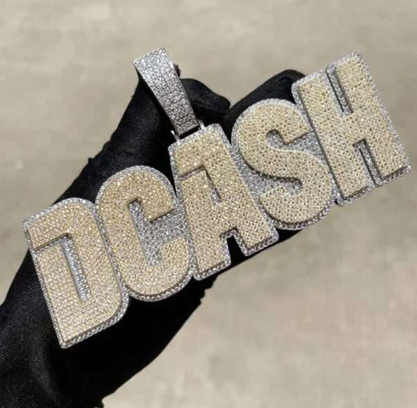 Round Moissanite Diamond Customized Name Plates Necklace, Iced Out Personalized Pendant, Custom Name Necklace, Hip Hop Moissanite Diamond Jewelry , Men's Diamond Jewelry, Gift For Him