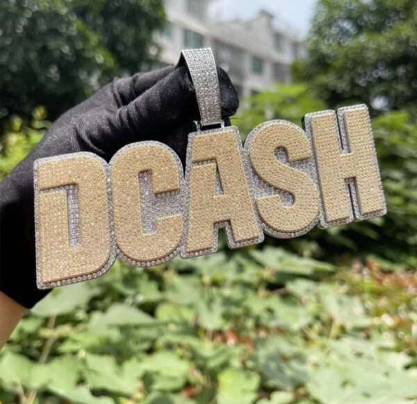 Round Moissanite Diamond Customized Name Plates Necklace, Iced Out Personalized Pendant, Custom Name Necklace, Hip Hop Moissanite Diamond Jewelry , Men's Diamond Jewelry, Gift For Him