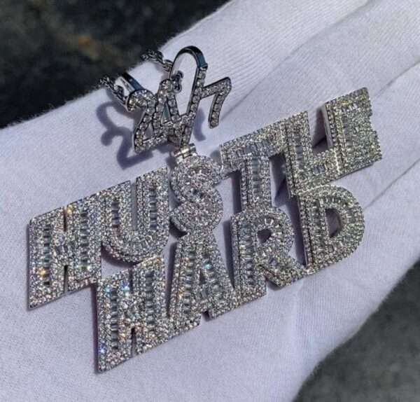 IMG_20221020_161623 - Copy (2) Baguette & Round Moissanite Diamond Money with Dollar Sign and King Cap Luxury Pendant, Diamonds Hip Hop Pendent, Icy Letters Necklace, Jewelry Gift