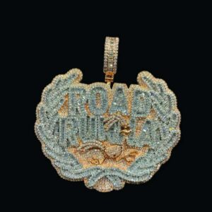 Baguette & Round Moissanite Diamond LIMITED! Road Runna Two Tone Color Badge Pendant, Diamonds Hip Hop Pendent, Icy Letters Necklace, Jewelry Gift