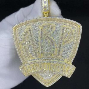 Baguette & Round Moissanite Diamond ABP All Bout Paper BIG Luxury Iced Diamond Pendant, Icy Letters Necklace, Jewelry Gift