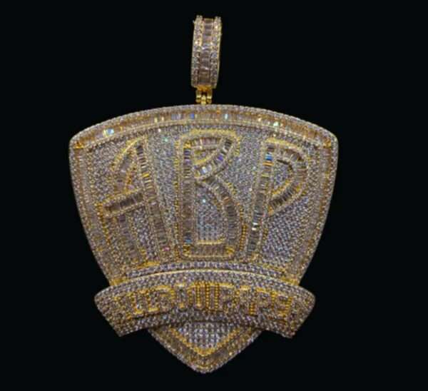 Baguette & Round Moissanite Diamond ABP All Bout Paper BIG Luxury Iced Diamond Pendant, Icy Letters Necklace, Jewelry Gift