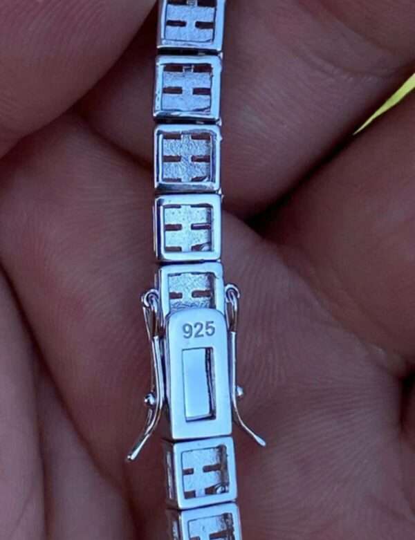 Baguette Moissanite Diamond 5mm Iced Out Diamond Tennis Chain, Sterling Silver 14K Gold Plated Hip Hop Cluster Tennis Chain Necklace