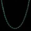 Round Black & Green Sapphire Diamond 5mm Iced Out Diamond Tennis Chain, Sterling Silver 14K Gold Plated Hip Hop Cluster Tennis Chain Necklace