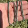 Round Green Emerald Diamond 5mm Iced Out Diamond Tennis Chain, Sterling Silver 14K Gold Plated Hip Hop Cluster Tennis Chain Necklace
