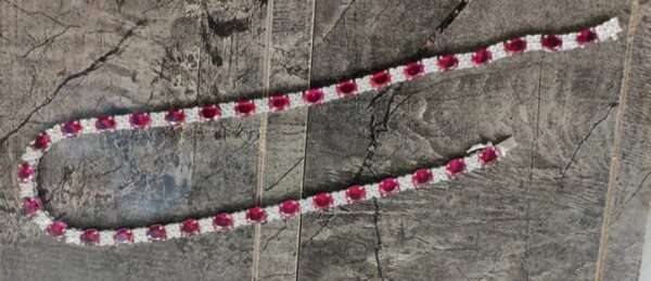 IMG_20221020_174833 Oval & Round Cut Ruby and Diamond Tennis Necklace 14K Yellow Gold Over, Ruby tennis Necklace Anniversary Gift, Necklace Gift For Her