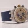Audemars Piguet Full Iced Out Yellow & White Gold Plated Moissanite Diamond Men Watch, Silicon Blue Band All Chronology Working 42mm Men Watch