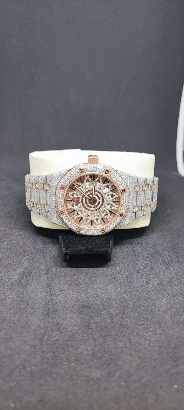 Audemars Piguet Skeleton Full Iced Out Moissanite Diamond Men Watch, Stainless Steel White Gold Plated Swiss Made Swiss Movement 42mm Men Diamond Watch