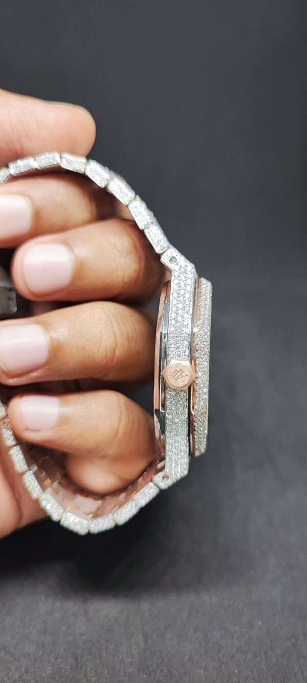 Audemars Piguet Skeleton Full Iced Out Moissanite Diamond Men Watch, Stainless Steel White Gold Plated Swiss Made Swiss Movement 42mm Men Diamond Watch